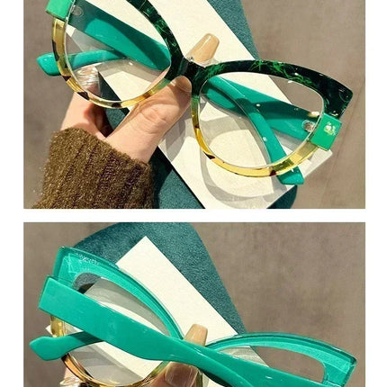 Women Large Cat Eye Reading Glasses Trendy Fashionable Oversized Far Sight Eyeglasses Men Female Anti-blue Plus Diopter Glasses