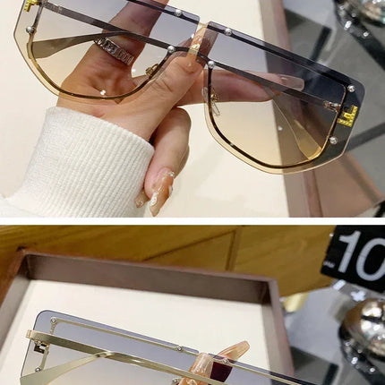 Sunglasses Integrated Frame High-end Frameless New Sunglasses Metal Polygonal Fashion Glasses 90288