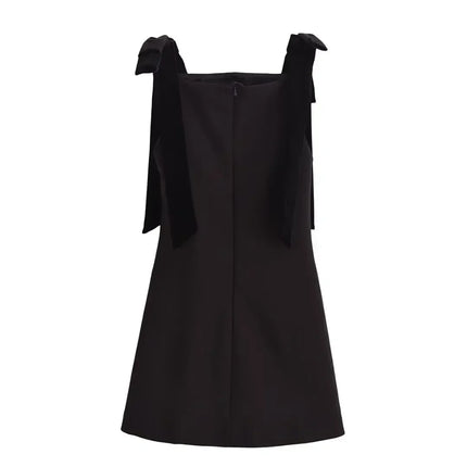 TFMLN Autumn New Women Dress 2024 Slim Chic Sleeveless Dress Bow Casual  Mini Frock Female Fashion Elegant Short Party Dress