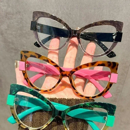 Women Large Cat Eye Reading Glasses Trendy Fashionable Oversized Far Sight Eyeglasses Men Female Anti-blue Plus Diopter Glasses