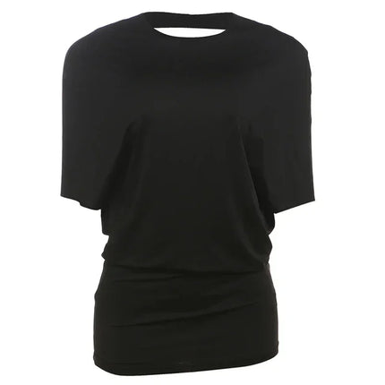 Nibber o-Neck Sexy Backless Mini Dress Women Y2K Solid Trend Style Half Sleeve Spicy Girls Street Midnight Fashion Slim Outfits