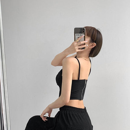 Y2k Tunic Tops Women Design Cross Bandage Camis Chic Slim Sleeveless Crop Top Female