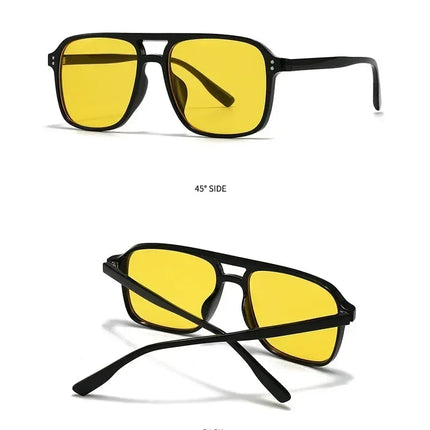 SO&EI Fashion Double Bridges Square Rivets Women Sunglasses Retro Men Gradient Shades UV400 Sun Glasses