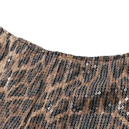 WhereMery Retro Leopard Print Seguins Shiny Chic Short Pants Y2K Spring Women's Fashion Night Club Streetwear Women Mini Bottoms