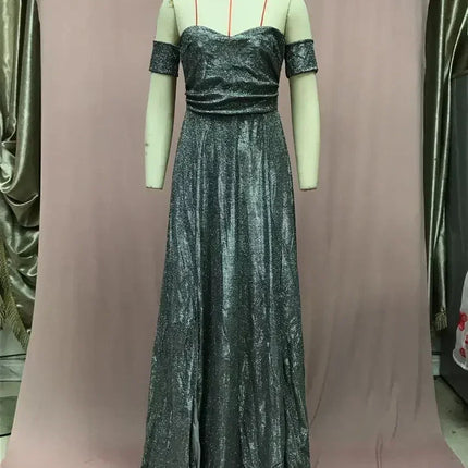 BKLD 2025 Evening Party Dress Sequin A-Line Strapless Sexy Fashion Solid Color Split Long Dresses Solid Color Women Clothing