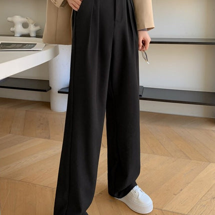High Waist Loose Female Wide Leg Pants Spring Summer Solid Straight Trousers