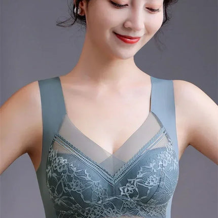 L-5XL Women Large Bra Push Up Ice Silk Seamless upper Bralette Lace Wireless Summer Bras Plus Size Top Lingerie Underwear 15019