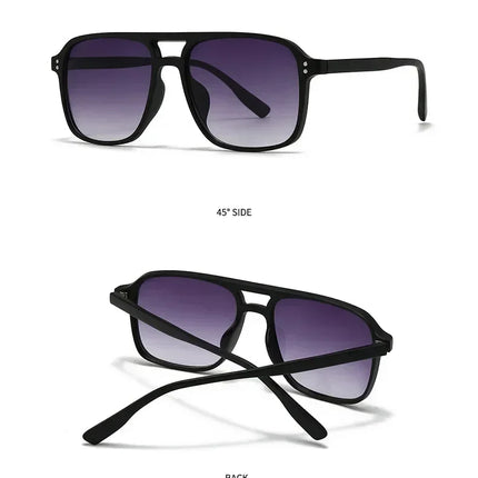 SO&EI Fashion Double Bridges Square Rivets Women Sunglasses Retro Men Gradient Shades UV400 Sun Glasses