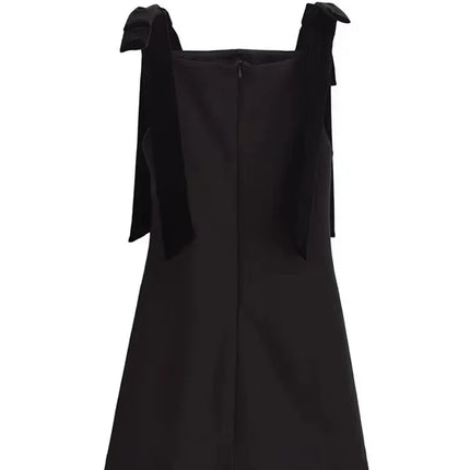 TFMLN Autumn New Women Dress 2024 Slim Chic Sleeveless Dress Bow Casual  Mini Frock Female Fashion Elegant Short Party Dress