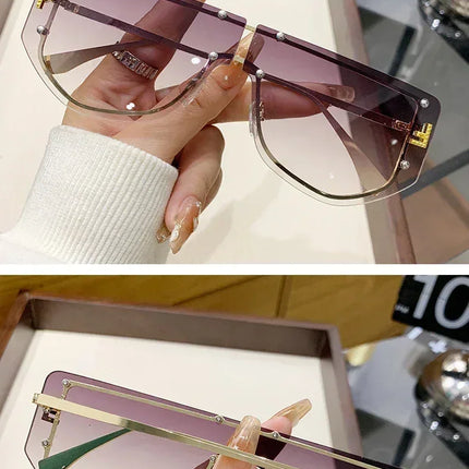 Sunglasses Integrated Frame High-end Frameless New Sunglasses Metal Polygonal Fashion Glasses 90288