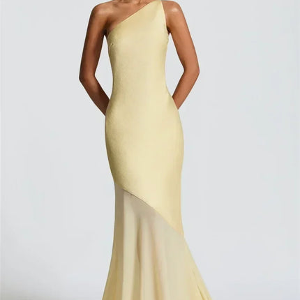 Mozision One Shoulder Backless Sexy Maxi Dress Women Gown Fashion Patchwork Sleeveless Bodycon Club Party Long Dress Elegant