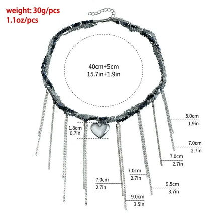 Fashion Heart Beaded Necklace for Women Boho Elegant Irregular Crystal Chain Y2K Choker Exquisite Party Gift Jewelry Accessories