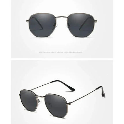 KINGSEVEN Fashion Women Polygon Sunglasses Men Polarized UV400 Sunscreen Round Thin Frame Glassses Luxury Causal Driving Eyewear
