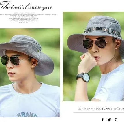 Hat Men's Outdoor Fishing Fisherman Hat Men's Large-brimmed Sun Hat Summer Sun Hat Youth Foldable Fishing Hat