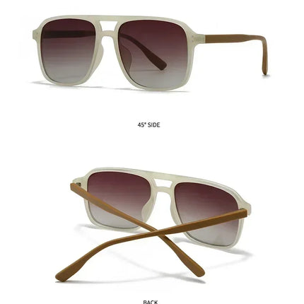 SO&EI Fashion Double Bridges Square Rivets Women Sunglasses Retro Men Gradient Shades UV400 Sun Glasses