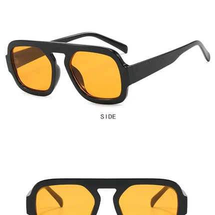 DOHOHDO 2025 Fashion Square Sunglasses Women New Retro Black Brown Thick Frame Pilot Sun Glasses Woman Chic Polygon Shades UV400