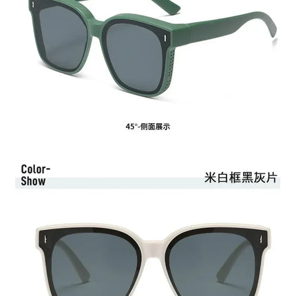 Fashion Square Polarized Sunglasses Cover Over Myopia Prescription Glasses Portable Men Women Vintage Fishing Driving Eyewear ﻿
