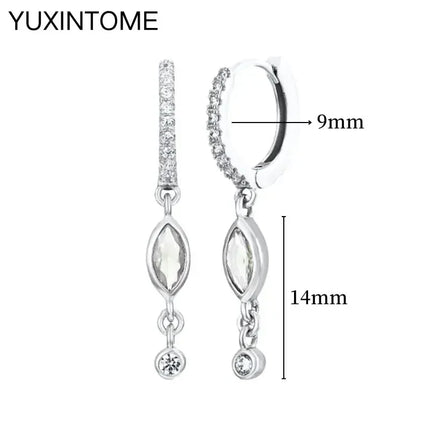 925 Sterling Silver Ear Needle Fashion Hoop Earrings White Crystal Luxury Women's Silver Earrings Wedding Women's Jewelry Gift