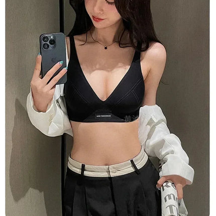 MOYISU Lingerie Women's Summer Traceless Small Bra Pull Together No Underwire Jelly Bar Soft Support Tuck Back Bra Cover