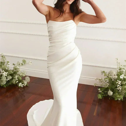 Maternity Mermaid Wedding Dress | Silk Satin Gown -femstylo
