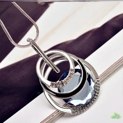 New Arrival Long Necklaces for Women 2024 Fashion Gray Crystal Choker Collier Femme Statement Necklaces & Pendants Accessories