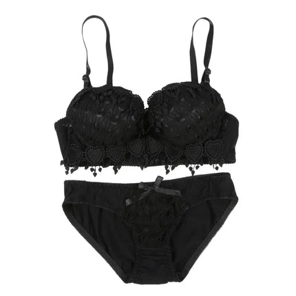 Women Lace Bra Sets Flower Printed Underwear Suit Sexy Lady Ultra-Thin Lingerie Comfortable Push Up Brassiere Outfit