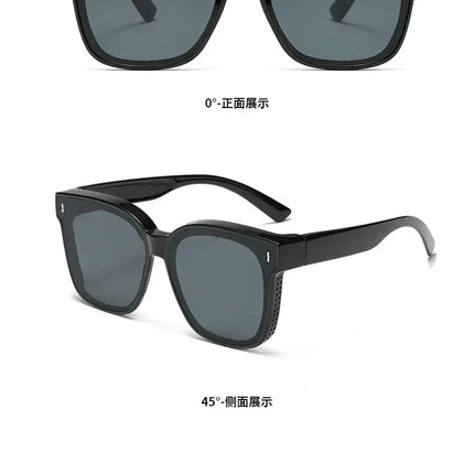 Fashion Square Polarized Sunglasses Cover Over Myopia Prescription Glasses Portable Men Women Vintage Fishing Driving Eyewear ﻿