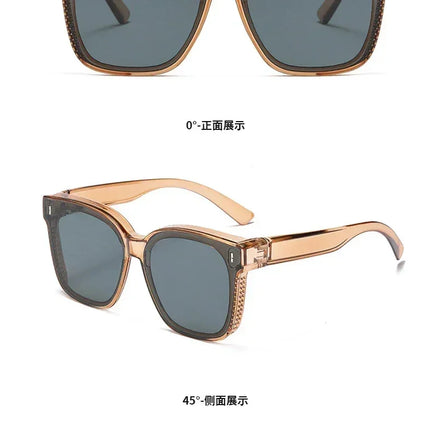 Fashion Square Polarized Sunglasses Cover Over Myopia Prescription Glasses Portable Men Women Vintage Fishing Driving Eyewear ﻿
