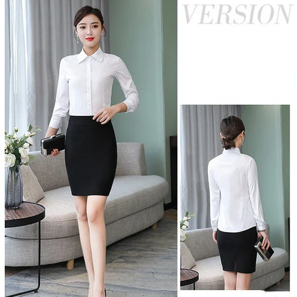 Polyester Cotton Shirts for Women Long Sleeve Blouse