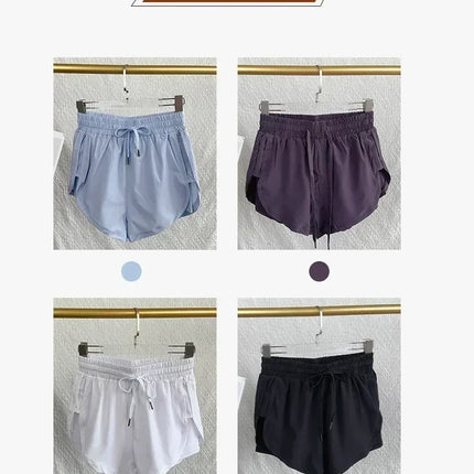 Yoga Sports Women Shorts High Waist Double Layered Quick-Dry Breathable Athletic Shorts Outdoor Leisure Running Fitness Shorts