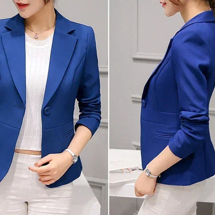 Royal Blue Suit Jacket Women's Stylish Slim Coat New Fall Women Blazer Pink, Red, White, Black Girl Tops Reefer Jackets