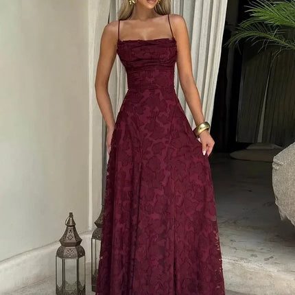 Mozision Spaghetti Strap Backless Sexy Maxi Dress Women Gown Fashion Off-shoulder Sleeveless Lace-up Evening Club Party Dress