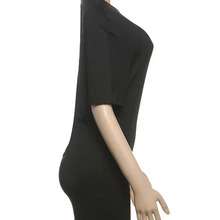 Nibber o-Neck Sexy Backless Mini Dress Women Y2K Solid Trend Style Half Sleeve Spicy Girls Street Midnight Fashion Slim Outfits
