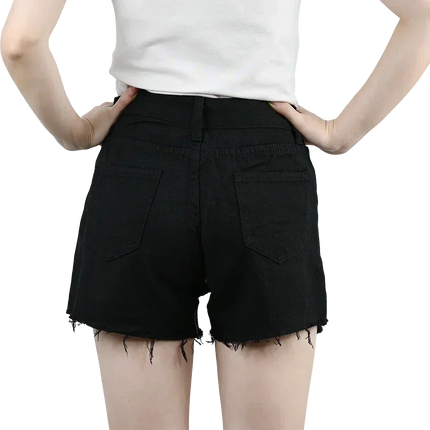 3pcs Women's High Waist Denim Shorts 2025 Summer Black Blue White Hot Pants Ripped Jeans Shorts Woman Short Trousers Streetwear
