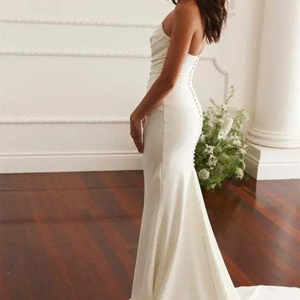 Maternity Mermaid Wedding Dress | Silk Satin Gown -femstylo
