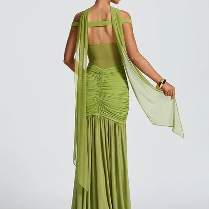 Mozision Off-shoulder Backless Sexy Maxi Dress Women Gown Halter Sleeveless Backless Thigh High Split Club Party Long Dress