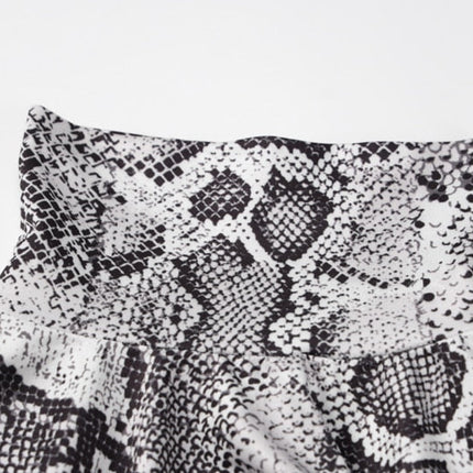 Snake Print Turtleneck Long Sleeve Zip Up Sexy Bodycon Jumpsuit Streetwear