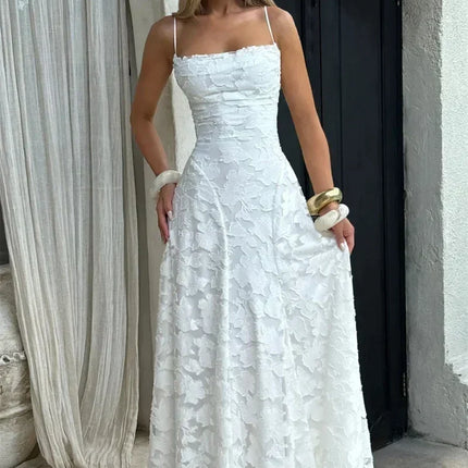 Mozision Spaghetti Strap Backless Sexy Maxi Dress Women Gown Fashion Off-shoulder Sleeveless Lace-up Evening Club Party Dress