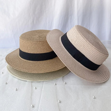 Korean Summer Men's and Women's Top Hats Straw Hats Sunshade Sunscreen Hats Beach Vacation Travel Hat