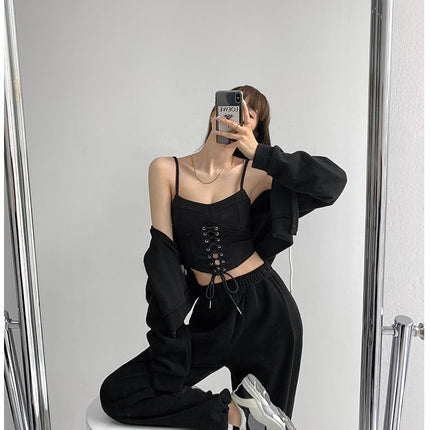 Y2k Tunic Tops Women Design Cross Bandage Camis Chic Slim Sleeveless Crop Top Female