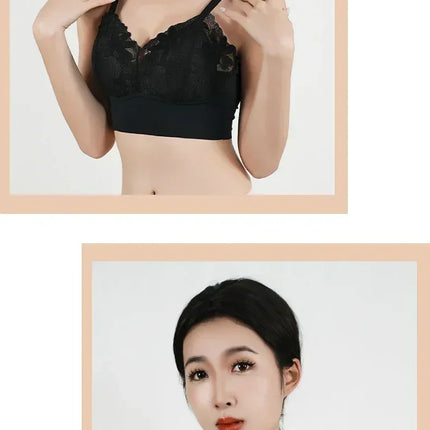 Hot Full Cup Thin Underwear Small Bra Plus Size Wireless Adjustable Lace Women's Bra Breast Cover B C Cup Large Size Lace Bras