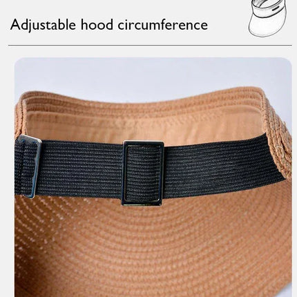 Spring and Summer Women's Outdoor Sunshade  Straw Hat Fashion Empty Top  Duck Tongue Hat Big Brim Cap G37