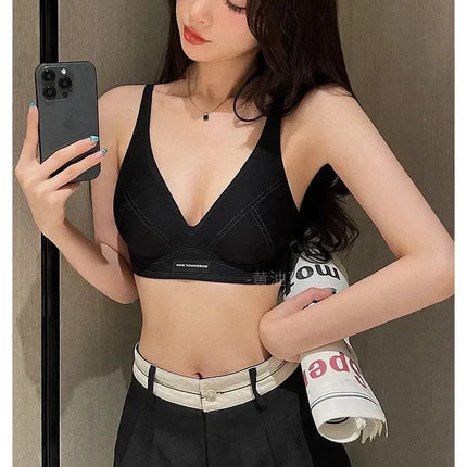 MOYISU Lingerie Women's Summer Traceless Small Bra Pull Together No Underwire Jelly Bar Soft Support Tuck Back Bra Cover