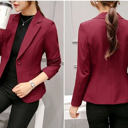 Royal Blue Suit Jacket Women's Stylish Slim Coat New Fall Women Blazer Pink, Red, White, Black Girl Tops Reefer Jackets