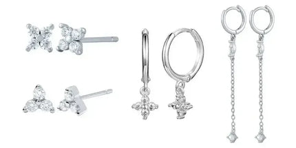 925 Sterling Silver Ear Needle Fashion Hoop Earrings White Crystal Luxury Women's Silver Earrings Wedding Women's Jewelry Gift