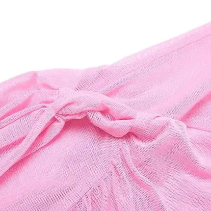 kliou Asymmetrical Slash Neck Women Mini Dress Solid Sexy Unique Mesh Pleated Ribbons Bodycon Mujer Concise Hipster Party Frock