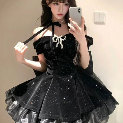 Lolita Kawaii Y2k Colorful Dot Print Dress Women Sweet Sleeveless Mini Dress Outwear One Piece Dress Korean Fashion Clothing