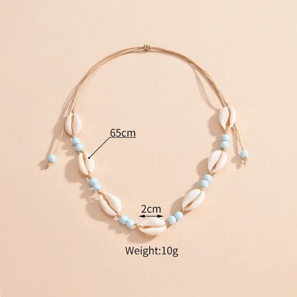 Shell beaded necklace braided chain choker