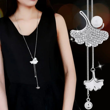 New Arrival Long Necklaces for Women 2024 Fashion Gray Crystal Choker Collier Femme Statement Necklaces & Pendants Accessories