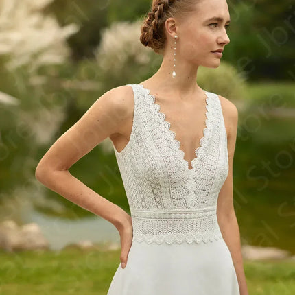 Beach Wedding Dress 2024 - Boho Lace Backless Gown Customizable | Femstylo